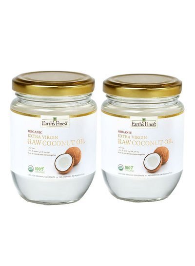 Earth`s Finest Organic Extra-Virgin Raw Coconut Oil Cold-Pressed for Cooking, Hair, Body And Massage Pure And Unrefined 200ml Pack of 2