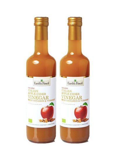 Earth`s Finest Organic Apple Cider Vinegar With Cinnamon And Turmeric 500ml Pack of 2