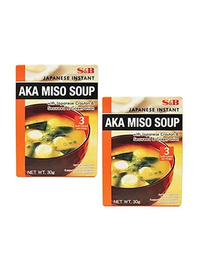 S&B Instant Soy Bean Soup Red Miso 60g Pack of 2