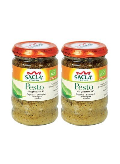 Sacla Italian Organic Basil Pesto Sauce 380g Pack of 2