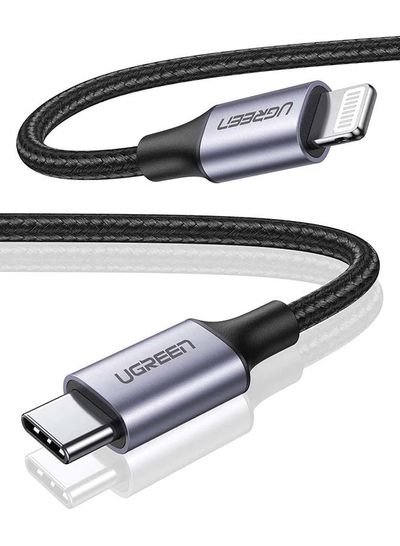UGREEN USB C to Lightning Braided Cord 18W Fast PD Charge 1meter black