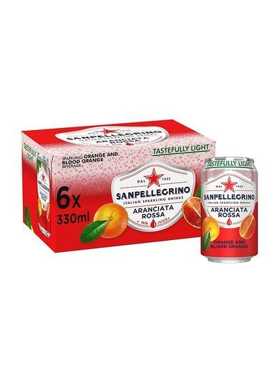 San Pellegrino Orange and Blood Orange Aranciata Rossa Sparkling Water 330ml Pack of 6
