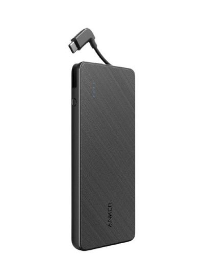 Anker 10000 mAh PowerCore Plus Charging Power Bank With Built-In USB-C Cable Black Fabric