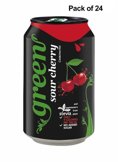 Green Cola Cherry Carbonated Can Soft Drink 330ml Pack of 24
