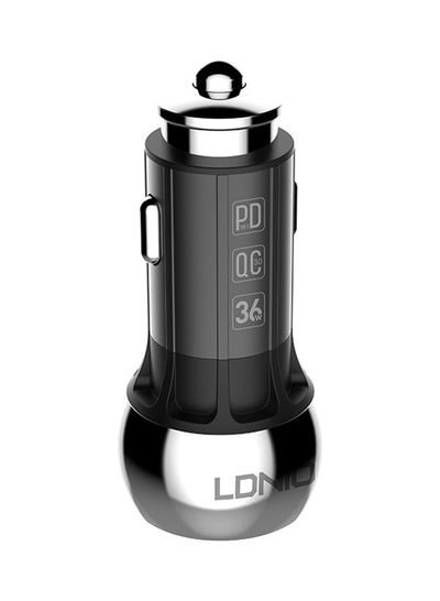 LDNIO USB PD+QC3.0 Car Charge Dual Mode Fast Charger 140*70*40millimeter Black/Silver