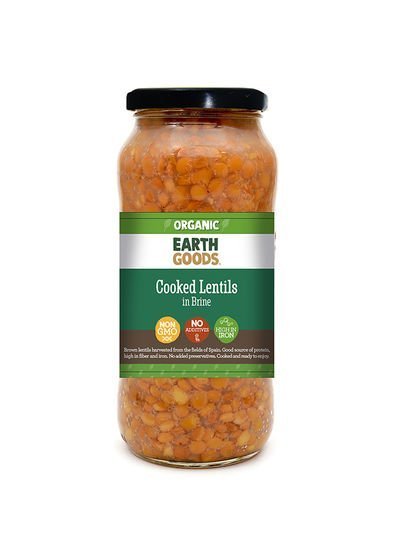 EARTH GOODS Organic Cooked Lentils in Brine 540g  Single
