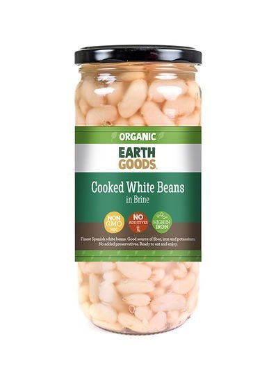 EARTH GOODS Organic Cooked White Beans in Brine 540g