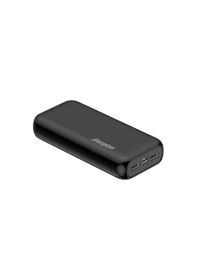 Energizer 20000 mAh Max 2.1A Rapid Charging Power Bank, Dual Inputs – Type-C, micro-USB and Dual Outputs – USB-A, PowerSafe Management, LED Indicator Black