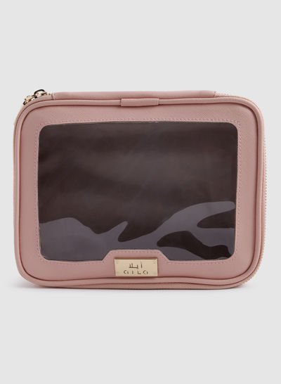 Aila Transparent Square Makeup Bag Hot Pink