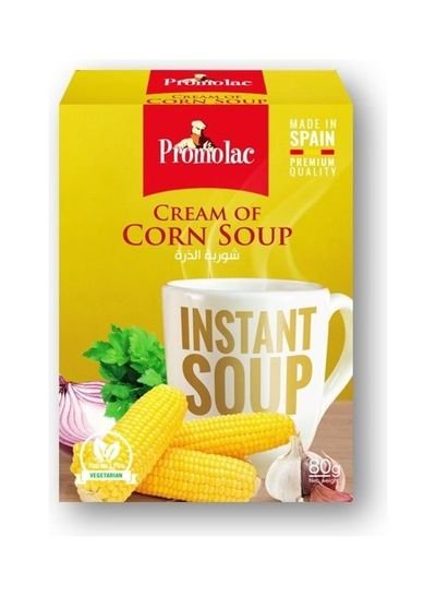 Promolac Cream Of Corn Instant Cup Soup 80g Pack of 4