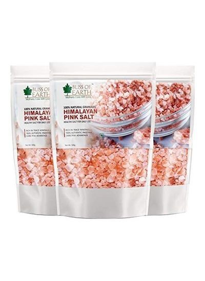 BLISS OF EARTH Pack Of 3  Granular Himalayan Pink Salt 500g