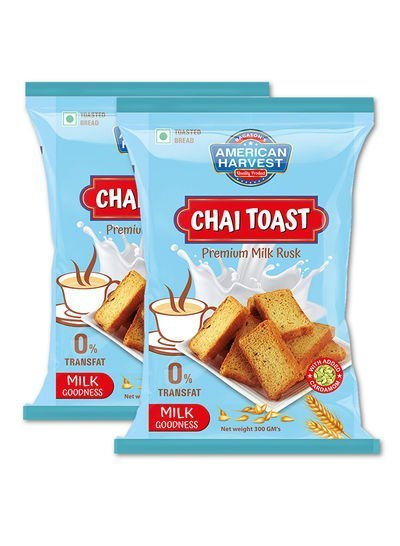 American Harvest Chai Toast Premium Milk Rusk With Added Cardamom 300g Pack of 2
