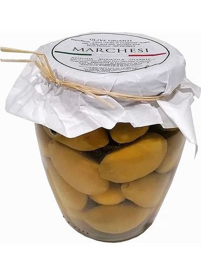MARCHESI Glass Jar With Extra Giants Green Olives In Brine 580ml  Single