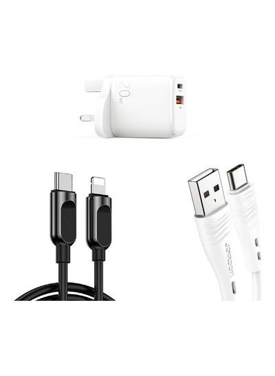 Joyroom 20W Dual Adapter With Lighting Cable And Type-C Cable White/Black