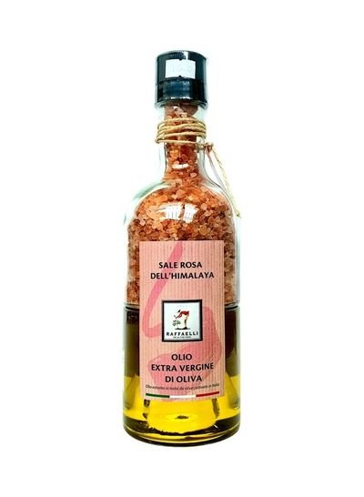 RAFFAELLI Extra Virgin Olive Oil  250ml With Himalayan Pink Salt 300g In Fancy Glass Bottle