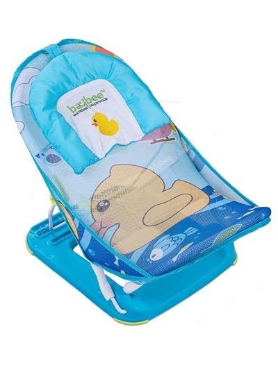 BAYBEE Baybee Baby Bather for NewBorn Babies with Foldable compact 3 Position Recline Soft mesh Support Infant Bath seat chair for New Born Boy Girl 0 to 6 Months Blue