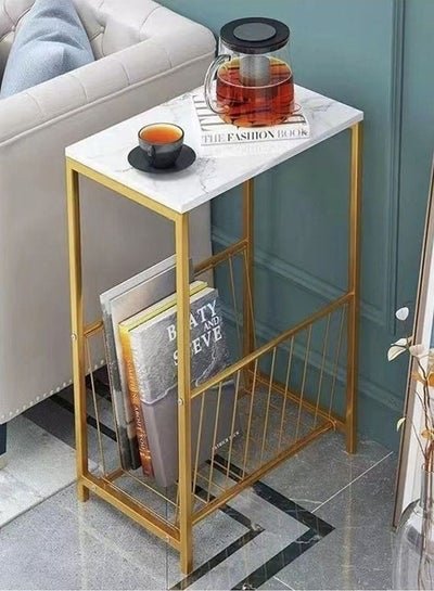 fashionhome Modern Minimalist Home Living Room Corner Side Coffee Table White/Gold