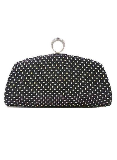 Generic Black colored glittering bag with polka dots design and diamond top for women
