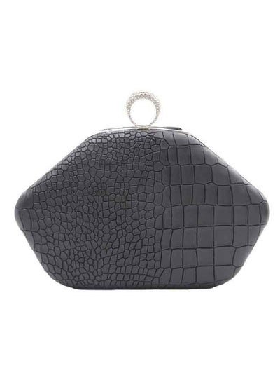 Generic Clutch bag For Ladies With Diamond Embedded Ring Top – Black