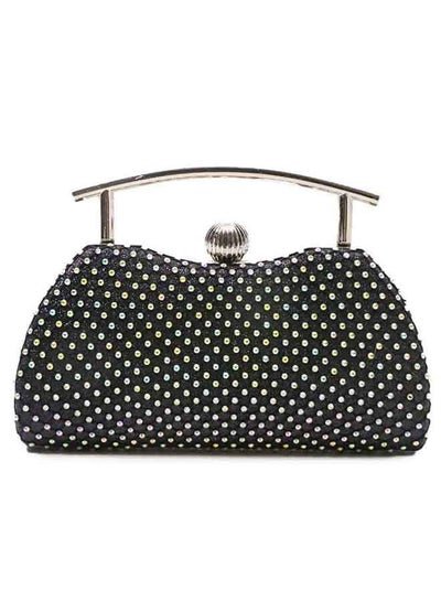 Generic Black colored purse with crown lock, metal handle and polka dots design
