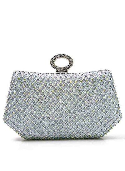 Generic Stylish handbag crystal dazzling  clutch bag for wedding, prom, evening looks, Silver