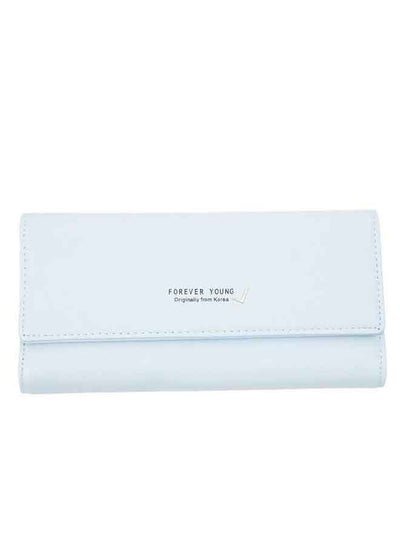 Generic Leather Wallet Multifunction Purse Wallet, Soft Leather Zipper Long Wallet- Blue