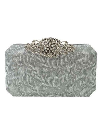 Generic Fancy Clutch handbag for wedding, parties- Silver