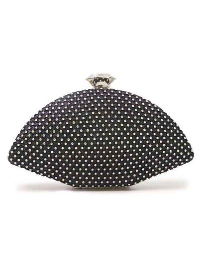 Generic Black colored glittering leaf designed bag with shining pearl on top for women