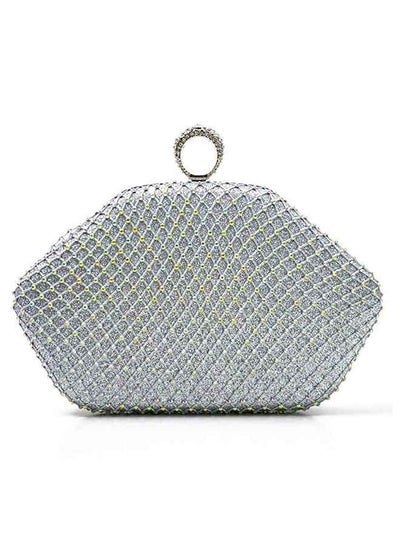 Generic Dazzling clutch handbags for wedding, evening looks, prom, party, Silver