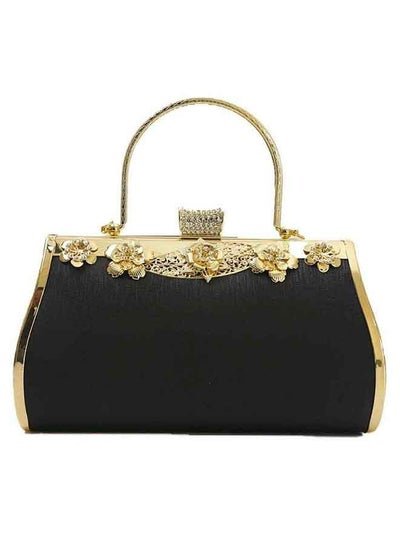 Generic Clutch Purse Evening Bag for Women, Glitter Evening Bag Handbags, Metal Frame For Wedding, Black
