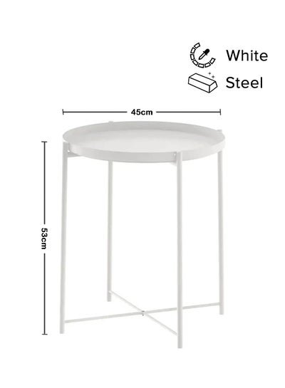 ZENHOME Round Steel Table White 45x53x45cm