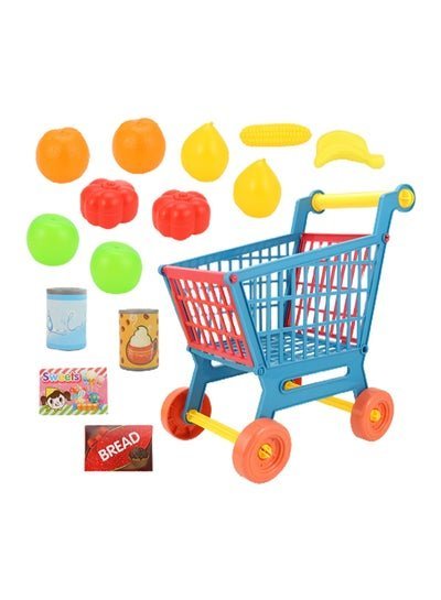 mumbo Jumbo 13-Piece Shopping Cart Accessory With Variety Of Fruits, Vegetables, Bread And Sweeterner Food Playset 27.5 x 19 x 30.6cm