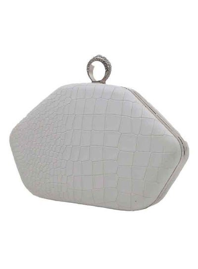 Generic Clutch bag For Ladies With Diamond Embedded Ring Top – White