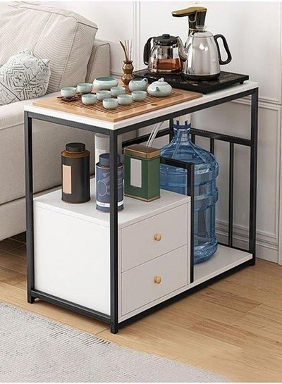 fashionhome Tea Coffee Cart Side Table Cabinet with Shelves