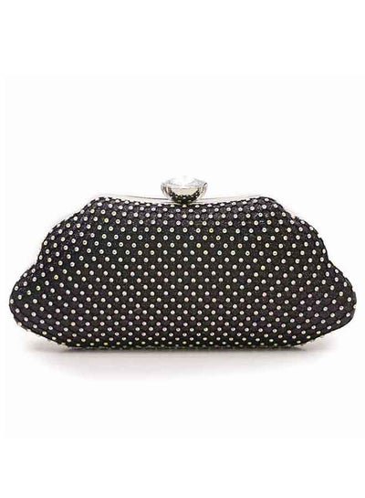 Generic Black colored wave designed glittering on side diamond on top hand bag for women