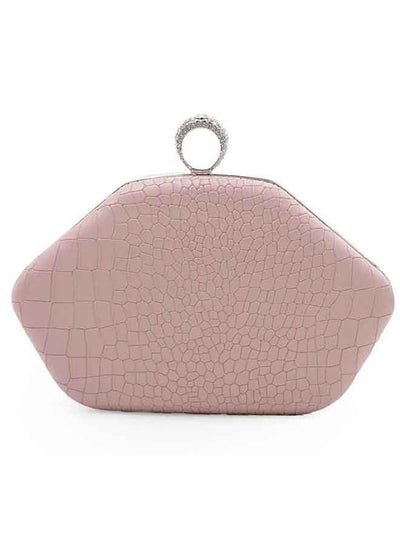 Generic Clutch bag For Ladies With Diamond Embedded Ring Top – Pink