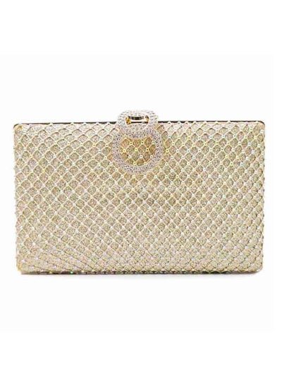 Generic Golden Shinning handbag with glittering closure buckle, Clutch bag for women
