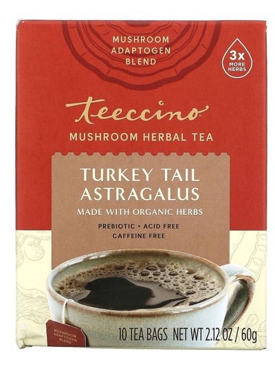 teeccino Teeccino‏ Mushroom Herbal Tea Turkey Tail Astragalus 10 Tea Bags 2.12 oz 60 g