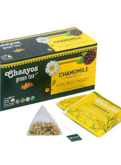 Chaayos Chaayos Chamomile Tea – 25 Chamomile Green Tea Bags | Chamomile and Green tea leaves | Contains Pure Chamomile Flowers | Rich in antioxidants | Whole Leaf Tea | 100% Organic Chamomile Tea
