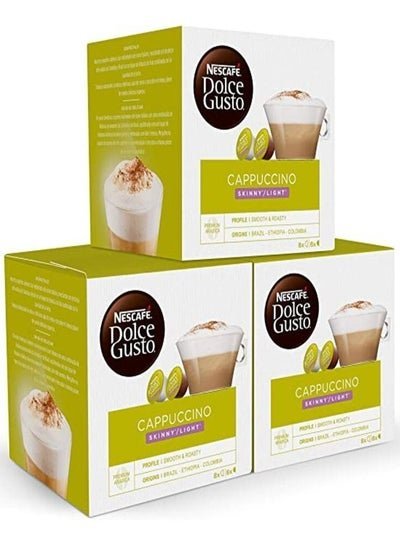 Nescafé Dolce Gusto Cappuccino Skinny Light 16 Capsules of 8×13.2g, 8x7g, 161.6g Pack of 3