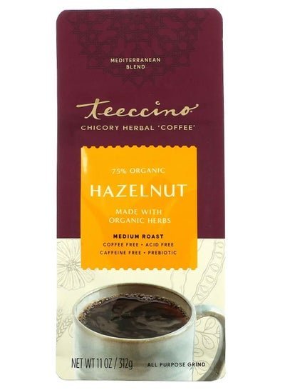 teeccino Chicory Herbal Coffee Hazelnut Medium Roast Caffeine Free,11 oz 312 g