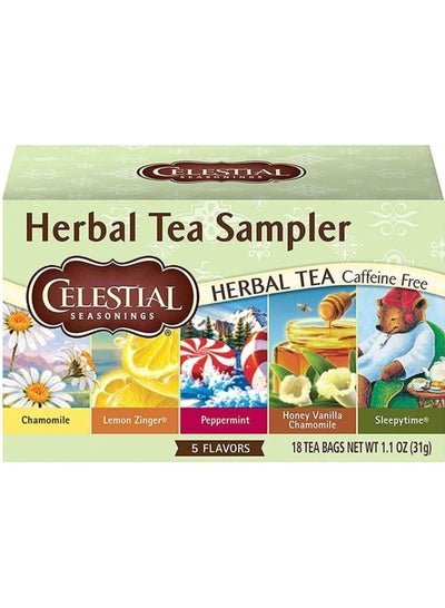CELESTIAL SEASONINGS Celestial Seasonings, Herbal Tea Sampler, Caffeine Free, 5 Flavors, 18 Tea Bags, 1.1 oz
