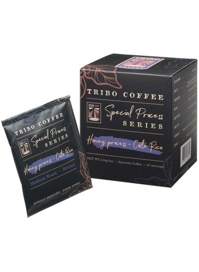 Tribo Coffee Single-Serve Portable Pour Over Drip Coffee – Specialty Grade – Honey Process Costa Rica – 10 Servings Per Box (Medium Roast)