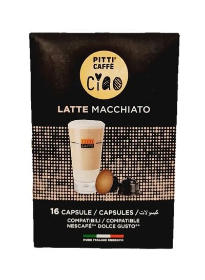 PITTI CAFFE Latte Macchiato Coffee Capsules Dolce Gusto Compatible Pack Of 16 Capsules Macchiato 144g