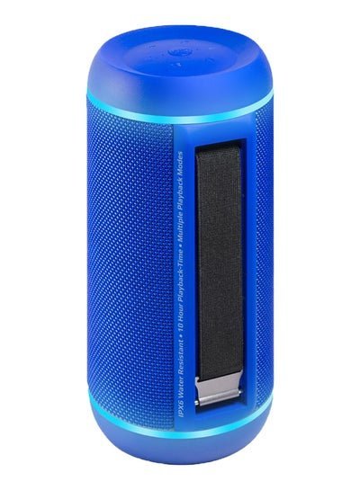 PROMATE True Wireless Speaker, Water-Resistant IPX6 Portable Indoor/Outdoor Wireless Stereo With Mic, FM Radio, TF Card Slot, USB Port, Audio Jack And Built-In Power Bank, Silox-Pro Blue
