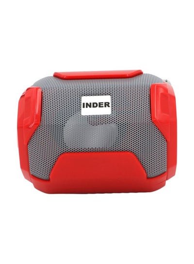 Inder Portable Bluetooth Speaker With LED Lights And Build-In Mic Red/Grey