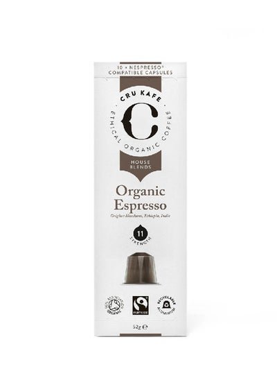 CRU KAFE Organic Espresso Nespresso Compatible Coffee 52g Pack of 10