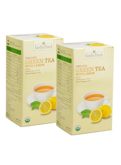 Earth`s Finest Organic Green Tea With Lemon 75g Pack of 2