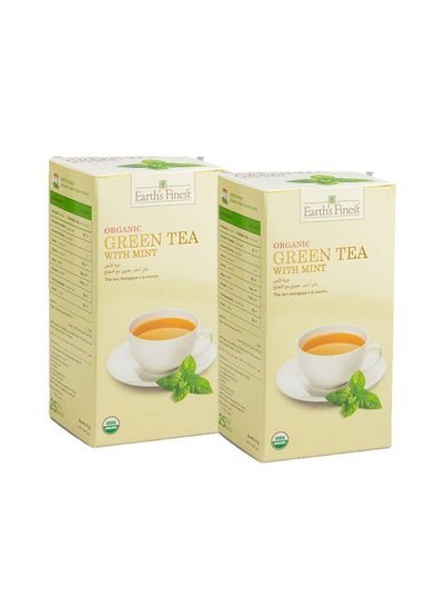 Earth`s Finest Organic Green Tea With Mint 75g Pack of 2