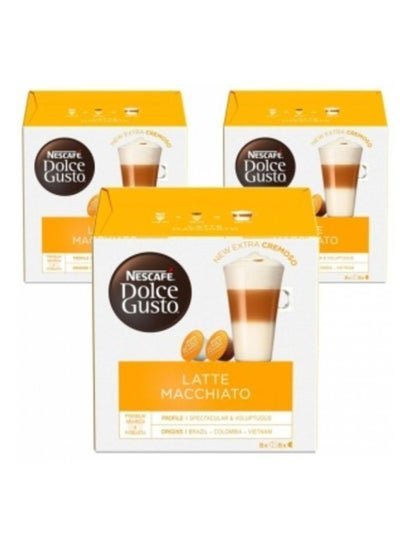 Nescafé Dolce Gusto Latte Macchiato 16 Capsules of 8×17.4g, 8×5.5g, 183.2g Pack of 3